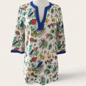 Jcrew Factory Printed poplin tunic E9413 Sun Hawaii Coverup Dress Top XXS